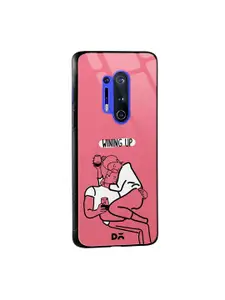 DailyObjects Pink & White Wining Up OnePlus 8 Pro Glass Mobile Cover