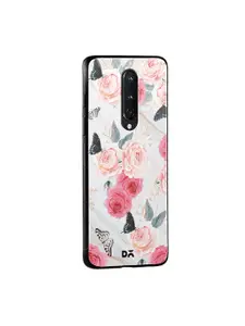 DailyObjects Pink & White Flowers Marble OnePlus 8 Glass Mobile Case