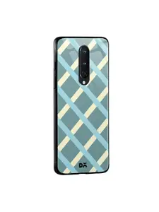 DailyObjects Sea Green & Yellow Diagonal Checks OnePlus 8 Glass Mobile Cover