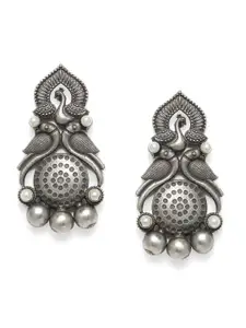 Binnis Wardrobe Silver-Toned Peacock Shaped Studs