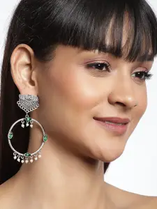 Binnis Wardrobe Silver-Toned Silver Plated Circular Hoop Earrings