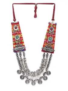Binnis Wardrobe Women Silver-Toned & Red Silver Plated Necklace