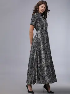 Tokyo Talkies Women Black & White Animal Print Maxi Dress
