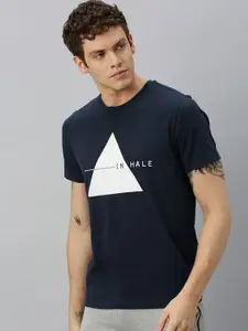 HRX by Hrithik Roshan Men Navy Printed Bio-Wash Yoga Pure Cotton T-shirt