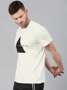 HRX by Hrithik Roshan Men Off White Printed Bio-Wash Yoga Pure Cotton T-shirt