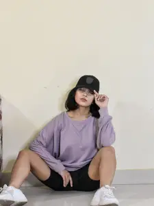 Roadster Women Mauve Solid Sweatshirt