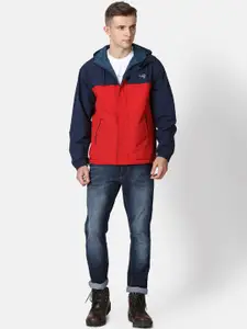 t-base Men Red & Blue Reversible Seam Sealed Rain Jacket