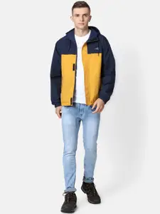t-base Men Blue & Yellow Reversible Seam Sealed Rain Jacket