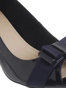 Metro Women Navy Blue Solid Peep Toes