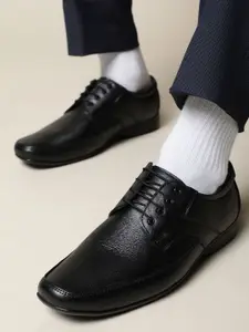 Liberty Men Black Solid Leather Formal Derbys