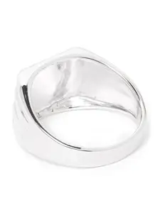 Carlton London Men Silver-Toned Rhodium-Plated Textured Finger Ring