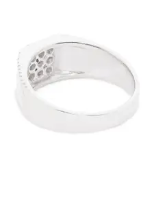 Carlton London Men Silver-Toned Rhodium-Plated CZ-Studded Finger Ring