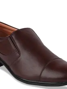FAUSTO Men Brown Solid Formal Slip-Ons