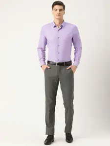 SOJANYA Men Purple Classic Regular Fit Self Design Formal Shirt