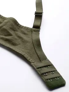 Roadster Olive Green Solid Non-Wired Non Padded Everyday Bra