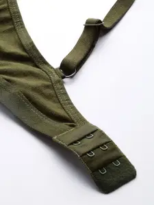 Roadster Olive Green Solid Non-Wired Non Padded Everyday Bra
