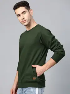 Roadster Men Green Solid Sweatshirt