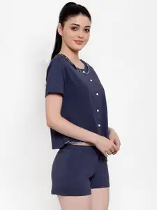 Claura Women Navy Blue Night suit