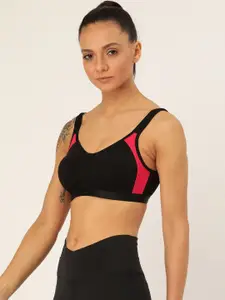 Lady Lyka Black Solid Non-Wired Non Padded Sports Bra LILAC
