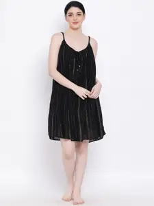 Oxolloxo Black Solid Nightdress