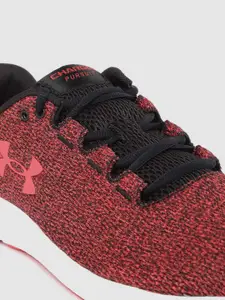 UNDER ARMOUR Men Rust Orange & Black Woven Design Charged Pursuit 2 Twist Running Shoes