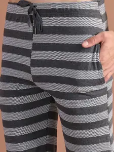 MACK JONNEY Men Grey & White Striped Track Pants