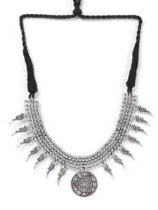 Priyaasi German Silver Oxidized Ruby Studded Necklace