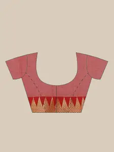 Laa Calcutta Grey & Red Pure Cotton Solid Bengal Handloom Saree