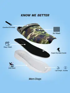 KazarMax Men Olive Green & Brown Camo Print Clogs