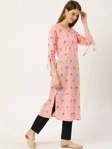 Nayo Women Pink & Blue Printed Straight Kurta