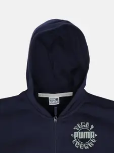 Puma Boys Navy Blue Solid Open Front Jacket