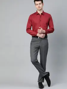 DENNISON Men Maroon Smart Slim Fit Solid Formal Shirt