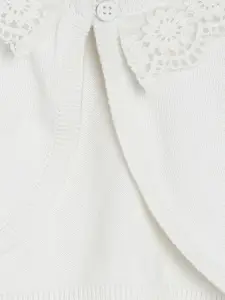 MINI KLUB Girls Off-White Solid Open Front Shrug