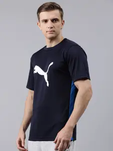 Puma Men Navy Blue Printed ftblPLAY Logo dryCELL Round Neck T-shirt