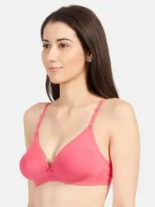 Sonari Coral Pink Solid Non-Wired Non Padded T-shirt Bra omaniacoral