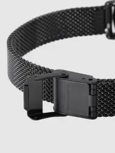 French Connection Women Black Floral Textured Analogue Watch FCL0007B