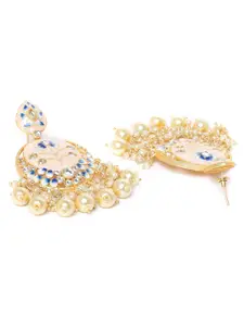 Priyaasi Peach-Coloured Gold-Plated Handcrafted Enamelled Crescent-Shaped Chandbalis
