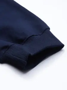 Harvard Men Navy Blue Straight Fit Solid Joggers with Striped Detail