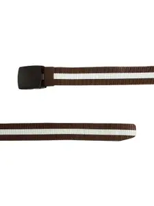 WINSOME DEAL Men Brown & White Striped Belt