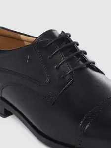 Arrow Men Black Solid Leather CARTER 2.0 Formal Derbys