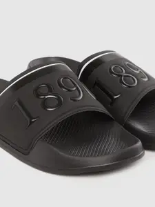 U.S. Polo Assn. Men Black Printed Sliders