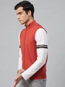 Blackberrys Men Rust Red Solid Cardigan