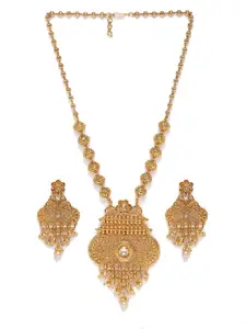 AccessHer Gold-Plated Handcrafted Antique Necklace & Earring Set