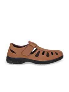 Bata Men Brown Solid Leather Shoe-Style Sandals