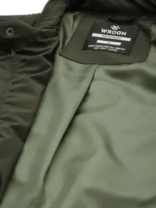 WROGN Men Olive Green Solid Tailored Jacket