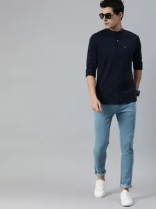 WROGN Men Navy Blue Slim Fit Casual Shirt