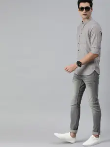 WROGN Men Grey Slim Fit Casual Shirt