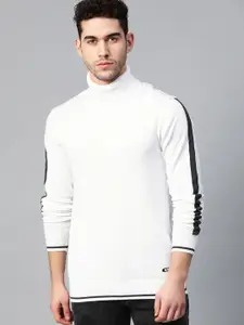 WROGN Men White Solid Pullover Sweater