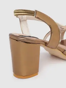 Funku Fashion Women Bronze-Toned Solid Strappy Block Heels