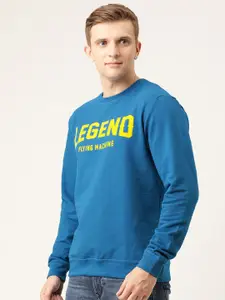 Flying Machine Men Teal Blue & Yellow Printed Sweatshirt